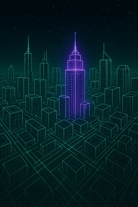Digital Illustration Featuring a Futuristic Urban Landscape