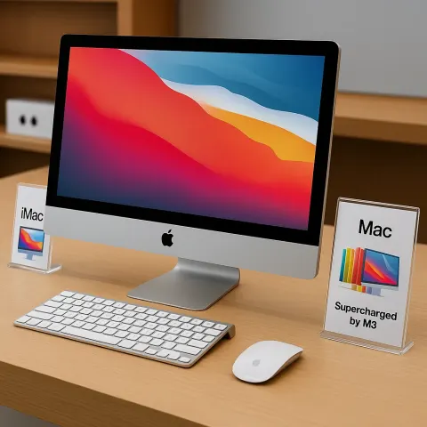 Apple Desktop Computer with a Keyboard
