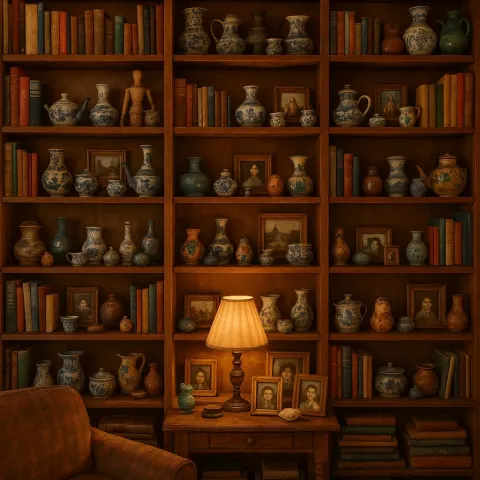 Comfortable Space Featuring Walls Lined with Shelves