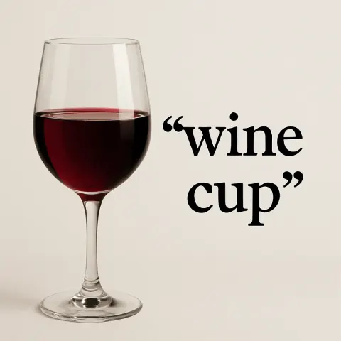 Provide a Two-word Sentence About a Wine Cup