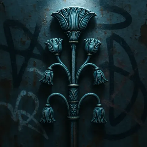 Walking Stick with Lotus-papyrus Designs in Symmetrical Macro
