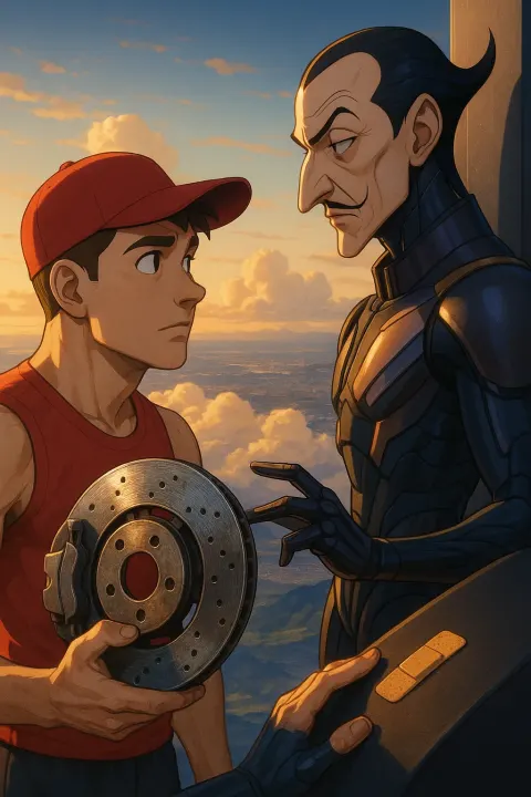Anime-styled Athlete with a Defined Square Jawline Casts a Curious