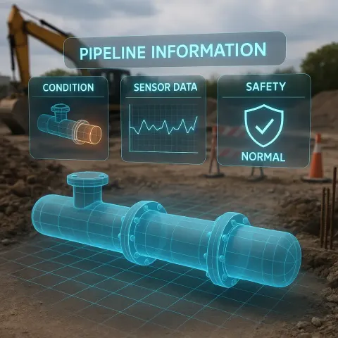 Interactive 3D Digital Model Display Showcasing Pipeline Conditions
