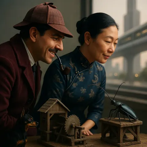 Sherlock Holmes-styled Detective of Latin American Descent in Deep Velvet