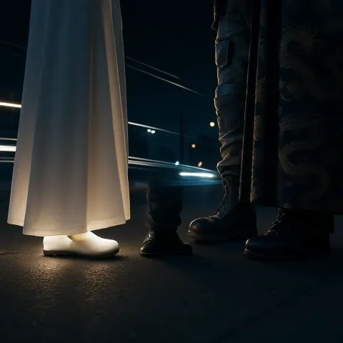 Flowing Robe's Luminous White Hem