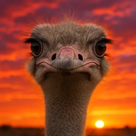 Ostrich's Face Captured Up Close