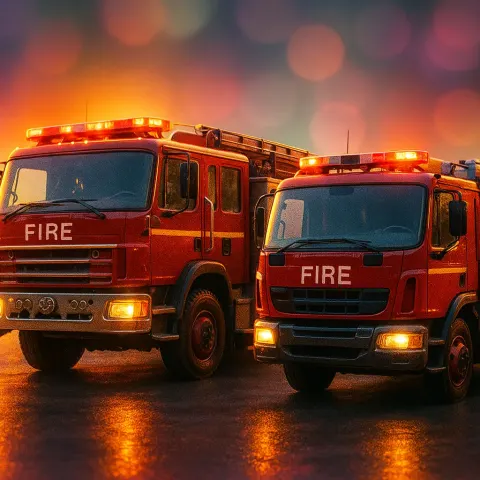 Two Varied Fire Engines