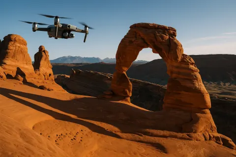 Gliding Above the Breathtaking Rock Structures of Arches National Park