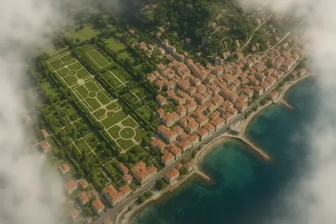 Satellite Photograph Depicting a French Coastal Town