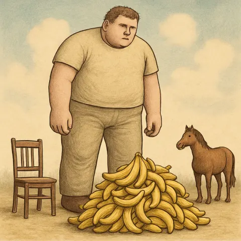Person Bigger Than Both a Chair and a Horse