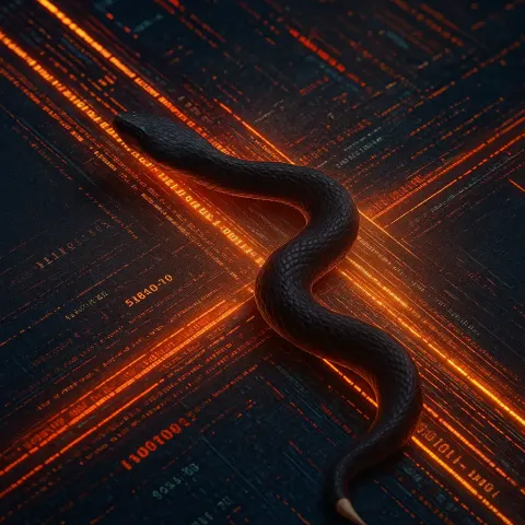 Dark Brown Water Snake with a Distinctively Tipped Tail