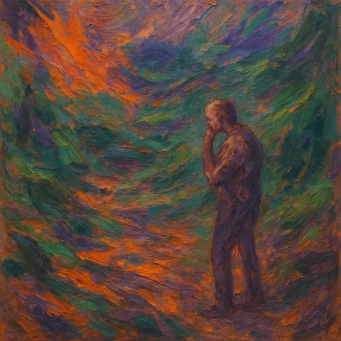 Abstract Oil Painting Filled with Dynamic Textures and an Intense
