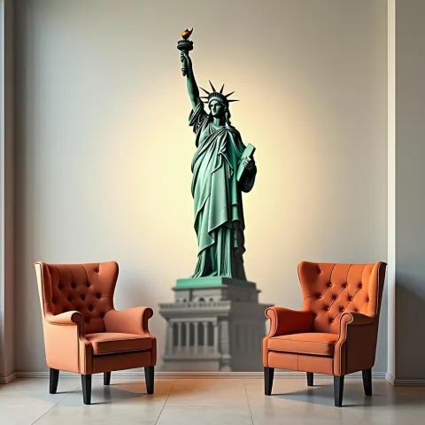 Golden Hour Statue of Liberty Photograph Indoors