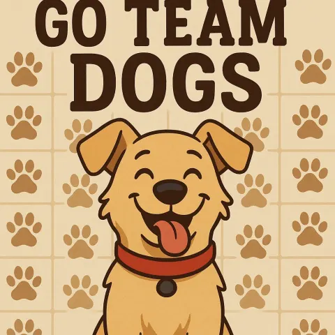 Cheerful Dog Wearing a Red Collar