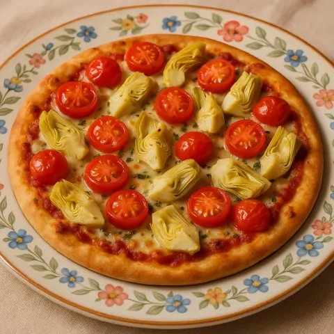 Homemade Veggie Pizza with Cherry Tomatoes