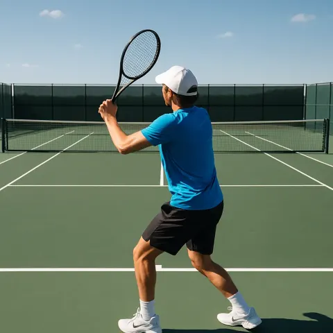 Tennis Player in a Vivid Blue Shirt