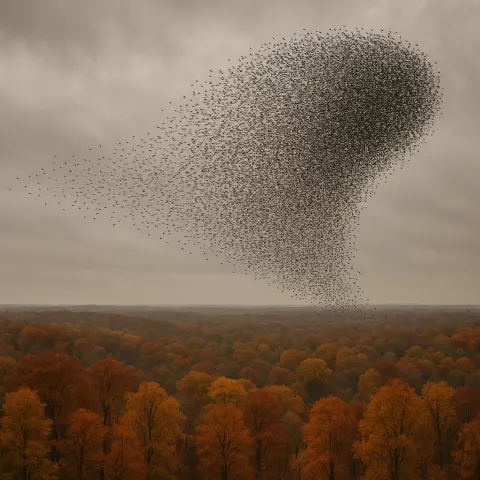 Vast Flock of Countless Birds Forms a Dynamic
