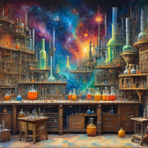 Mad Scientist Lab as a Vibrant Fresco