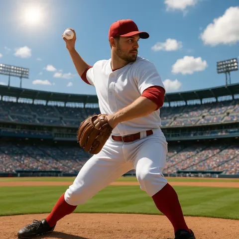 Baseball Player Prepares to Deliver a Pitch