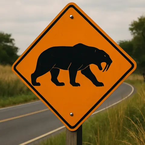 Orange Traffic Sign in the Shape of a Diamond Stands