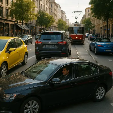 Bustling City Street Alive with Movement