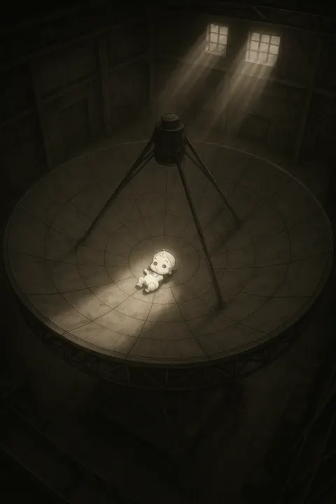 Tiny Anime-style Infant Lies Dramatically Uplit