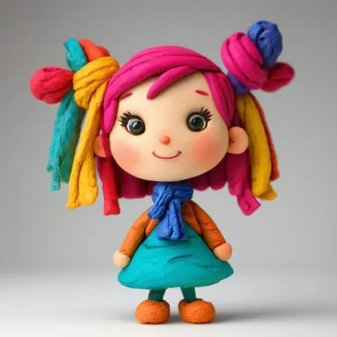 Playful Claymation Girl in Vibrant Stop Motion