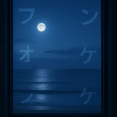 Window Screen Adorned with Subtle Katakana