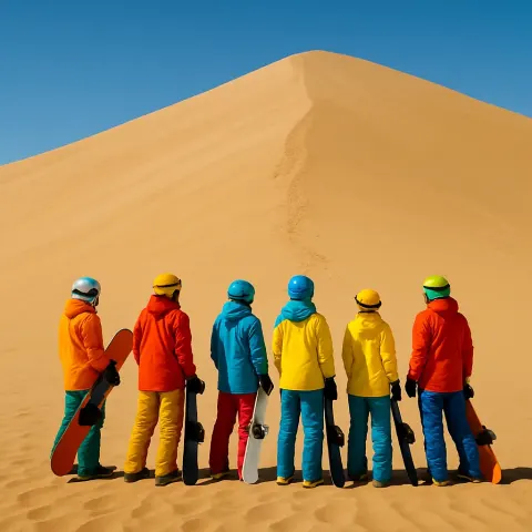 Crowd Stands Outfitted in Colorful Snowboarding Attire