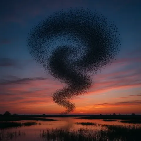 Countless Migratory Birds Form a Colossal