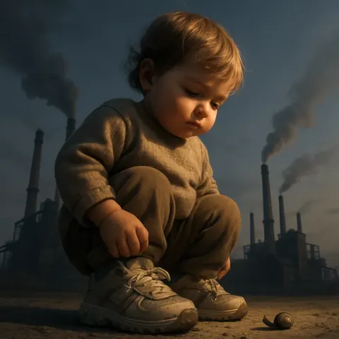 Slouched Toddler in Highly Detailed Sneakers