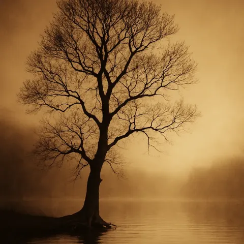 Photograph in Sepia Tones Portrays the Shadowy Outline