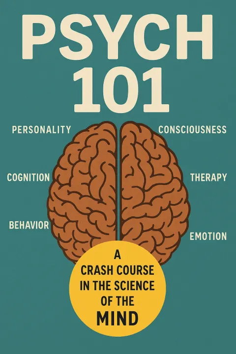 Book Cover Titled "Psych 101" Featuring Text on Psychology Concepts