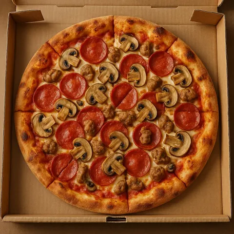 Freshly Baked Pizza Topped with Pepperoni