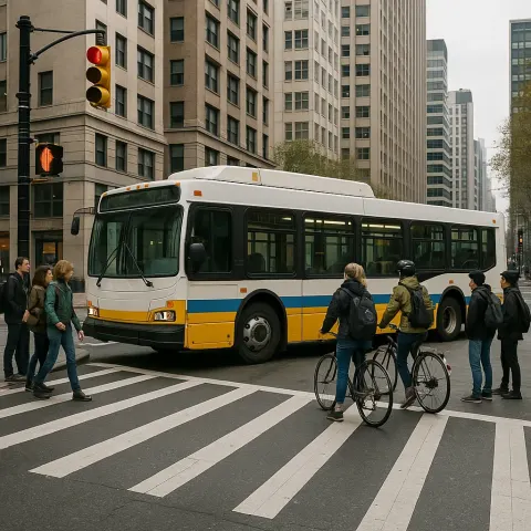 City Bus Turning at an Intersection