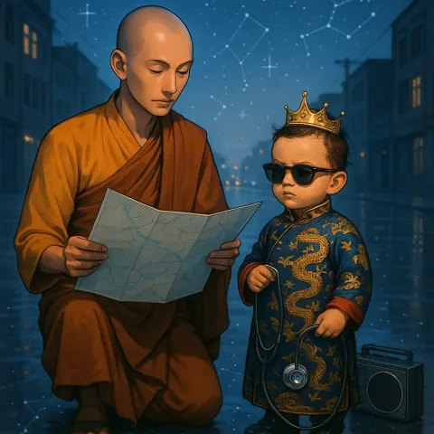 Bald Spiritual Leader with Graceful Posture