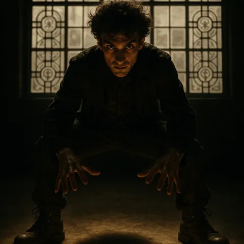 Trickster with Deep Brown Eyes and Curly Hair