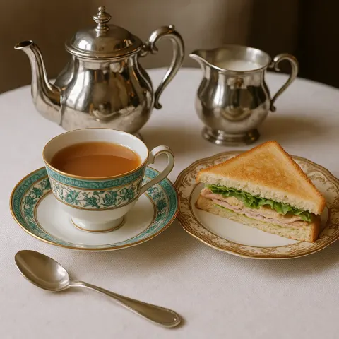 Refined Tea Setting Featuring Elegant Silverware