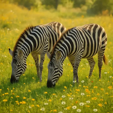 Two Zebras Can Be Seen Peacefully