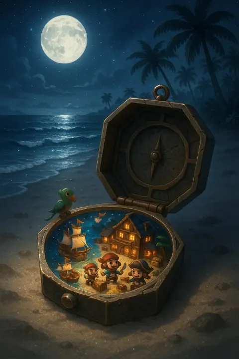 Nestled on the Moonlit Sands of a Tranquil Tropical Beach