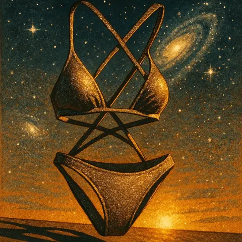 Single Bikini Crafted from Shimmering Metallic Lurex Fabric and Detailed