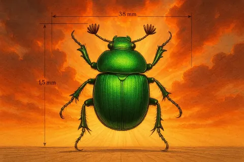 Single Metallic Green Dung Beetle
