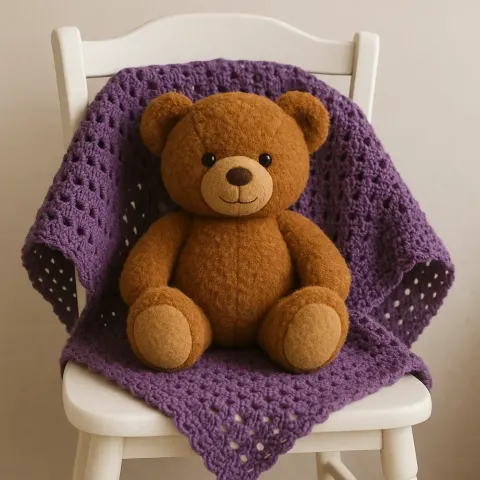 Brown Teddy Bear Sitting on a White Chair