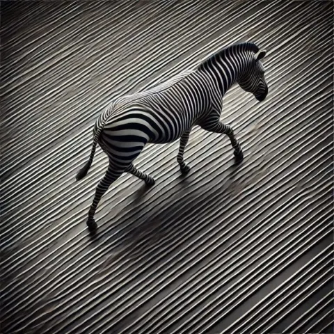 Zebra Immersed in Optical Line Pattern