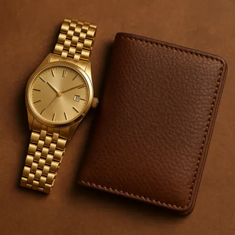 Beside the Wallet Made of Textured Brown Leather Lay