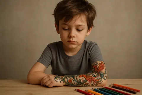 Contemplative Young Boy Gazes Downward