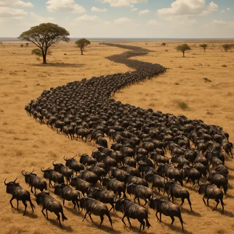 Massive Herd of Wildebeest