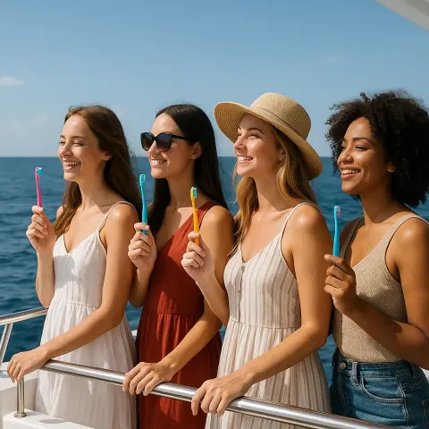On a Yacht Overlooking the Ocean