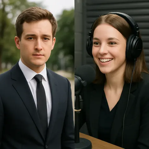 Split-screen Image Showing a Person in Formal Attire Outdoors