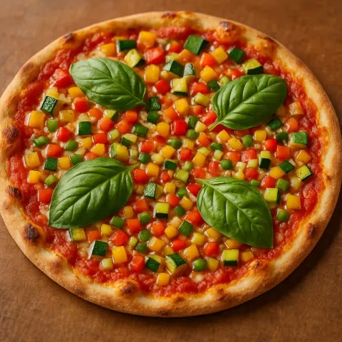 Freshly Baked Pizza Topped with Melted Mozzarella